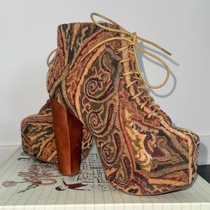 Jeffrey Campbell Multicolor Paisley Lita Fab Platform Boots